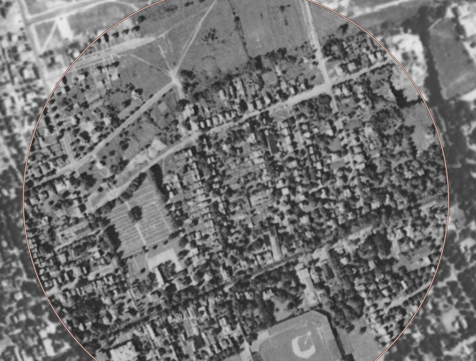 The Tree Streets in 1930 (background) and 1940 (inset)